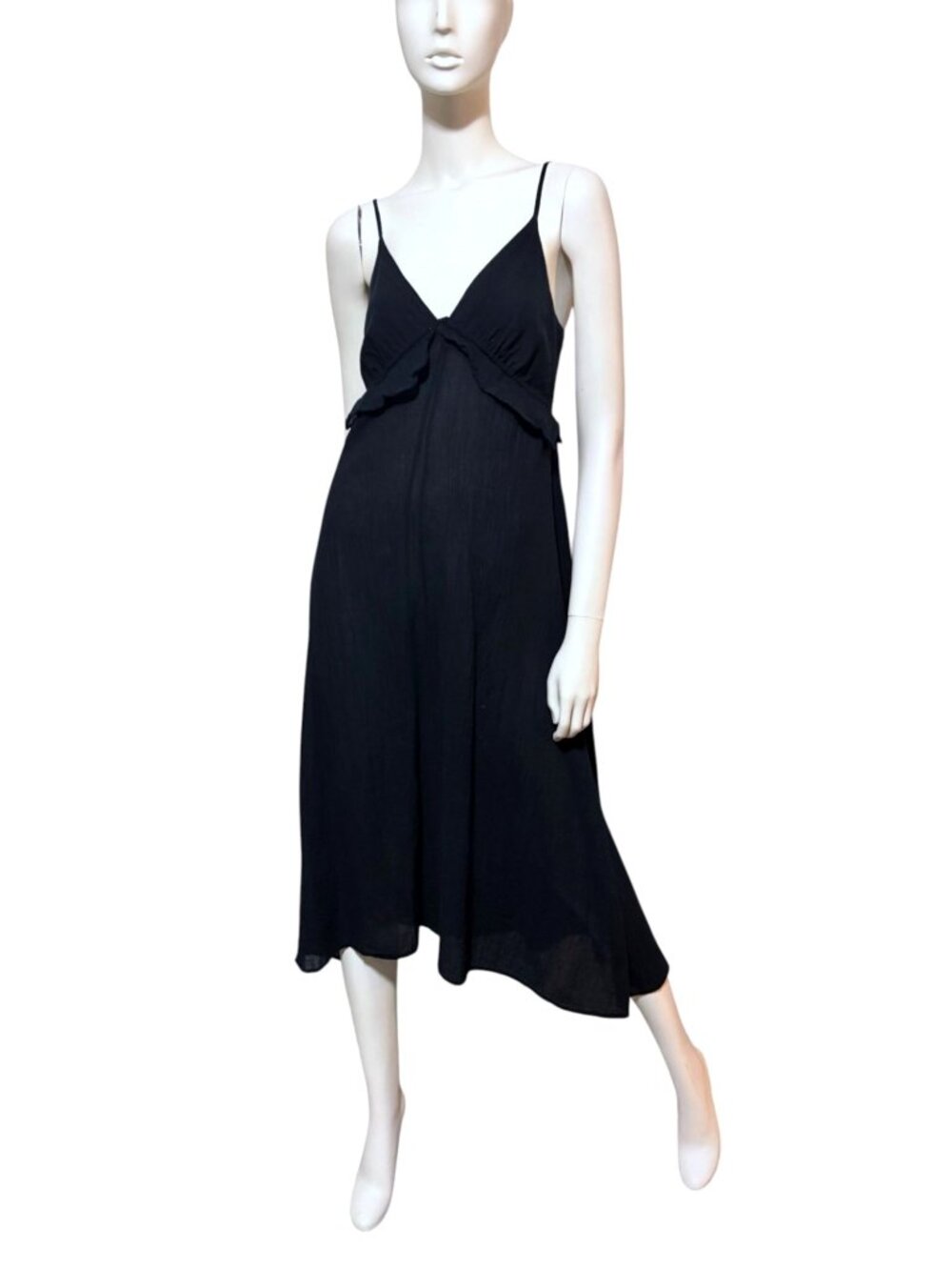 Cotton Midi Sundress XS Adjustable Straps Semi Sheer Ruffle Nap 100% Cotton